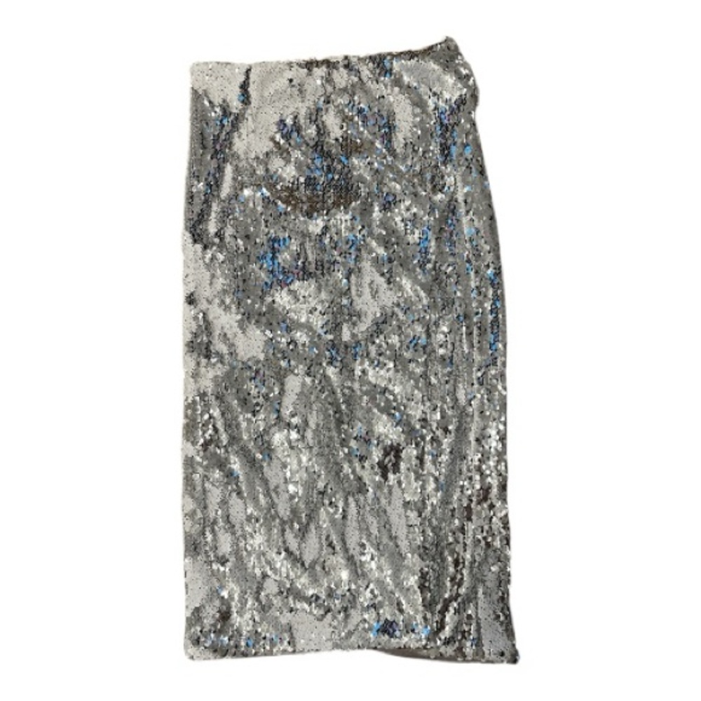 Lovers + Friends Silver Sequin Midi Pencil Skirt